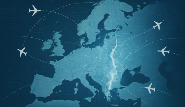 A map of Europe with travel frozen