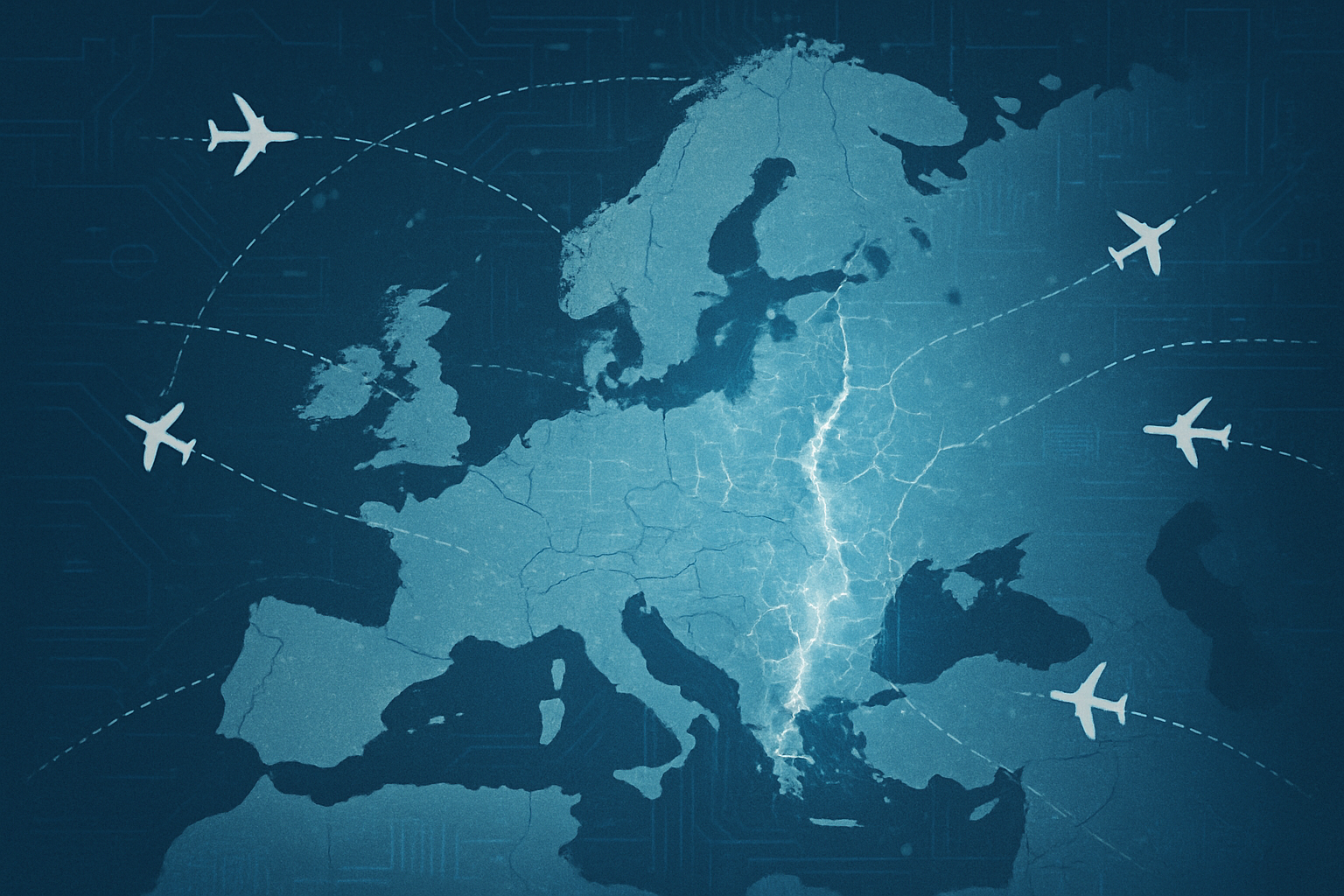 A map of Europe with travel frozen