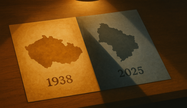 Two maps, one of Czechoslovakia 1938, the other of 2025 Ukraine