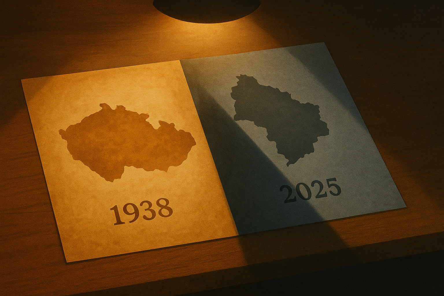 Two maps, one of Czechoslovakia 1938, the other of 2025 Ukraine