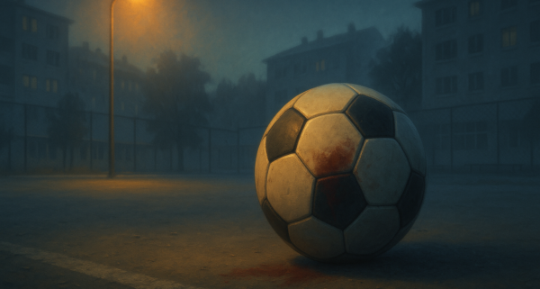 Ball in a court that is dimly lit