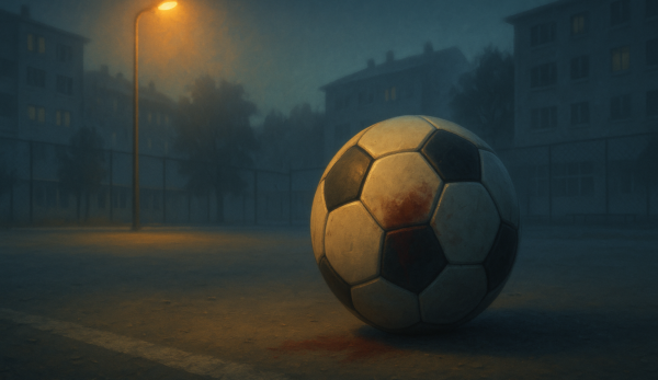 Ball in a court that is dimly lit