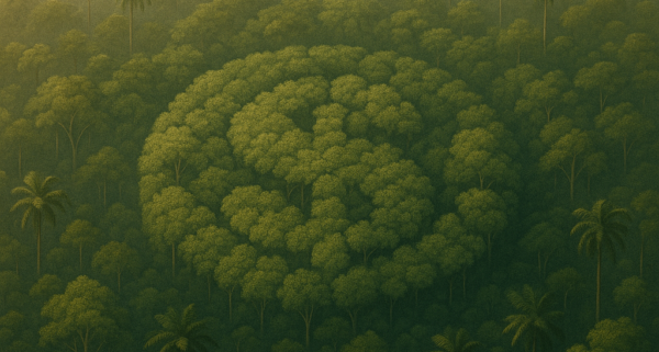 A dollar sign appears over an aerial view of the tropical jungle