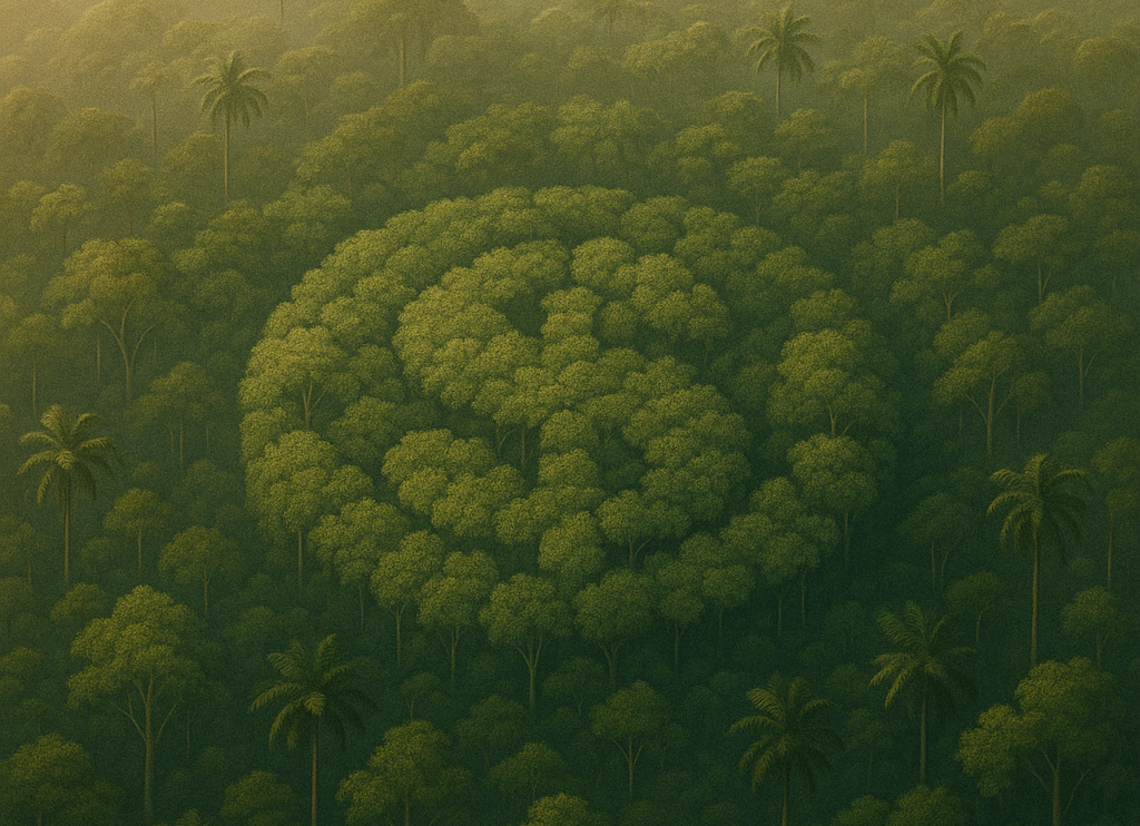 A dollar sign appears over an aerial view of the tropical jungle