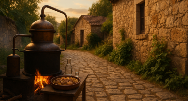 Ρακοκάζανο σε ένα σοκάκι της Κρήτης