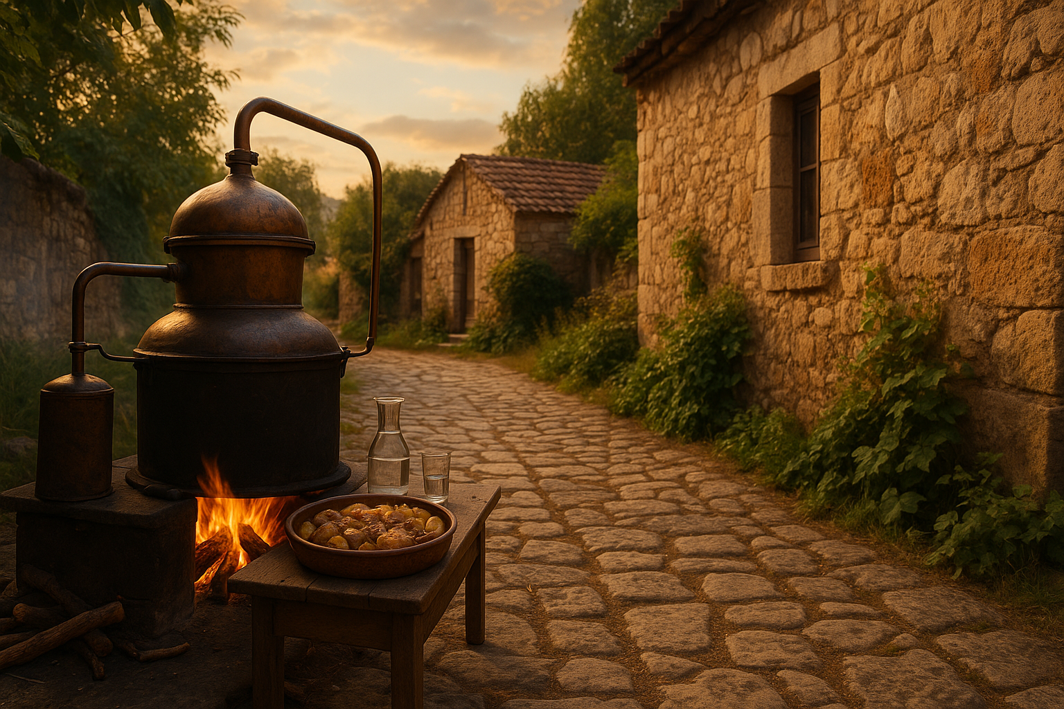 Ρακοκάζανο σε ένα σοκάκι της Κρήτης