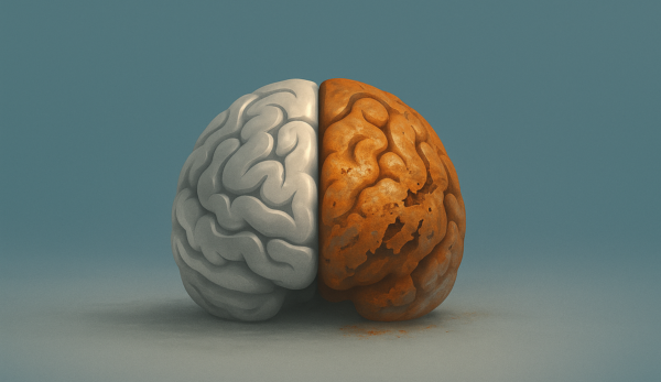 A human brain half-rotting