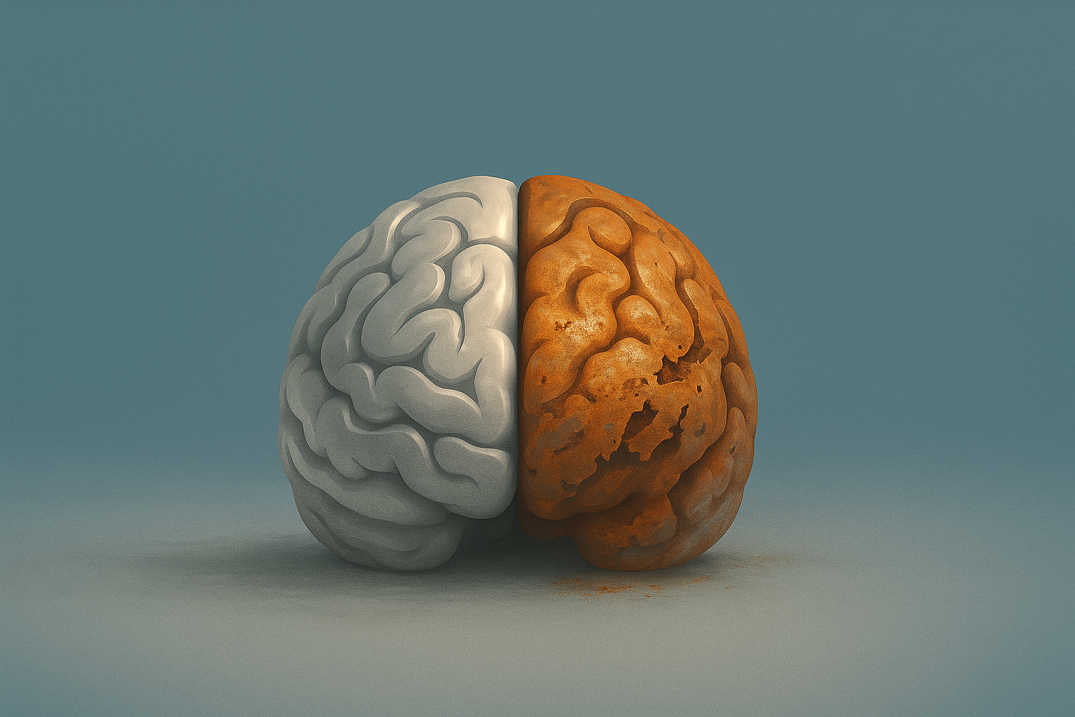 A human brain half-rotting